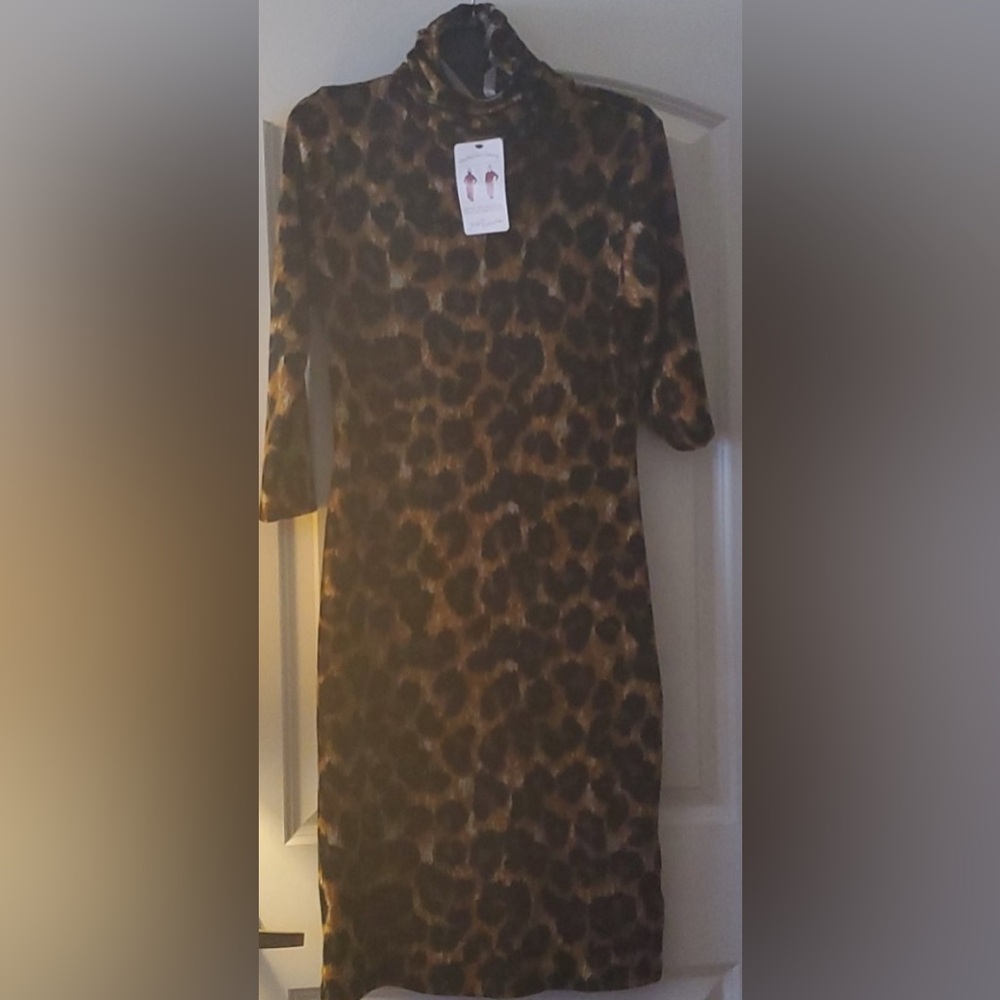 New NY collection stylish leopard sweater dress - Picture 2 of 6